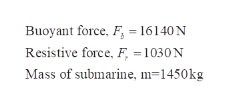 a 1450 kg submarine rises