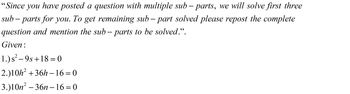 Algebra homework question answer, step 1, image 1