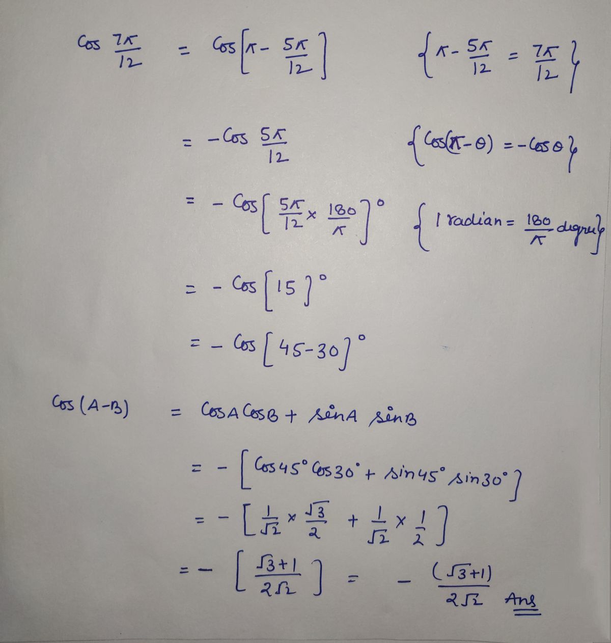 Trigonometry homework question answer, step 1, image 1