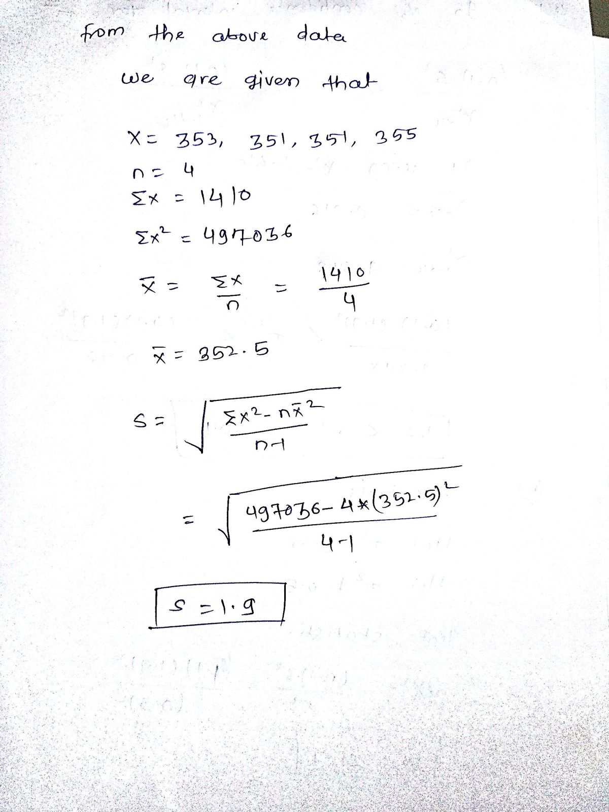 Statistics homework question answer, step 1, image 1