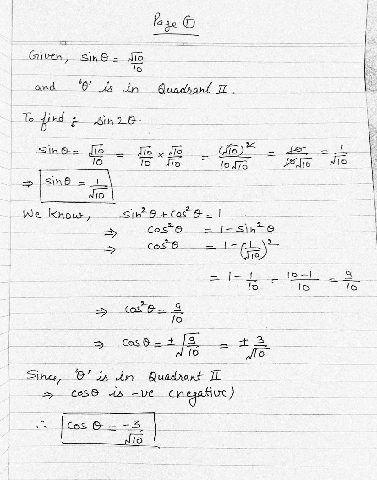 Trigonometry homework question answer, step 1, image 1