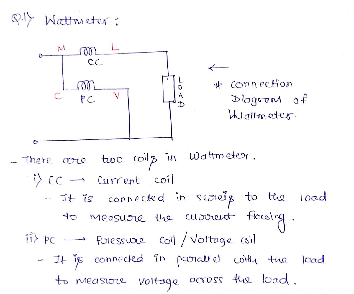 Answered: In wattmeter, the coil connected in… | bartleby