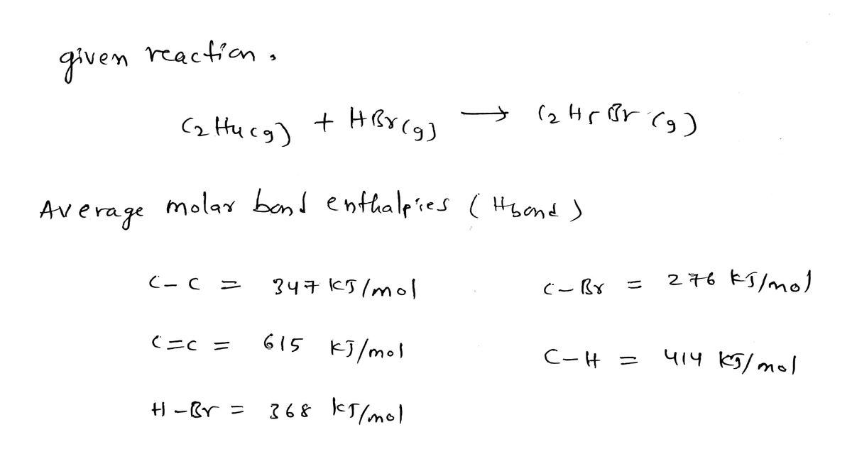 Answered Use the molar bond enthalpy data in the bartleby