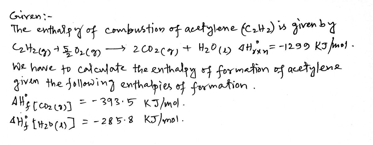 Answered The enthalpy of combustion of acetylene bartleby