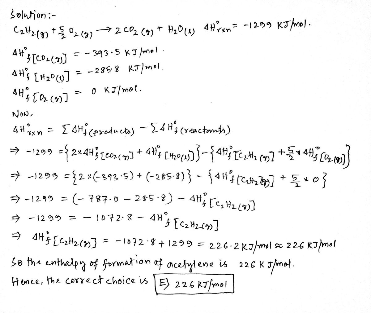 Answered The enthalpy of combustion of acetylene bartleby
