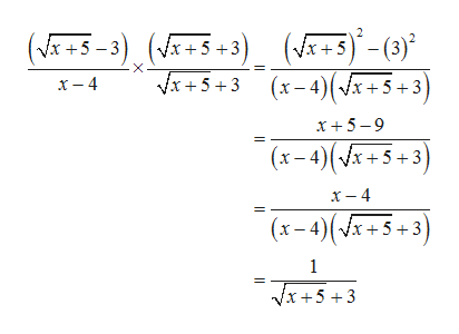 (5-3)+5+) +5)-(3)
x5+3 x4)(/x+5
x-4)(+5+3)
x-4
x5-9
(x-4)(+5
x- 4
(x-4)(+5+3)
1
Vx 53
