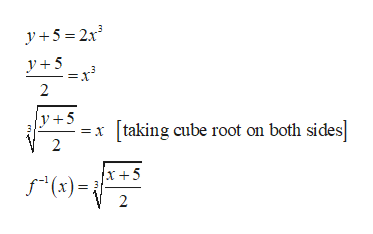 y+5 = 2x
y +5
=x
y+5
[taking cube root on both sides]
x +5
f*(x) =
