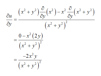 (x* + y°) (x*)-x*(x° + y*)
(x° + y*)}°
0-x² (2y)
(x² + x*)}°
-2x'y
(x* + y°)'
ôy
ôy
ôu
ây
||
