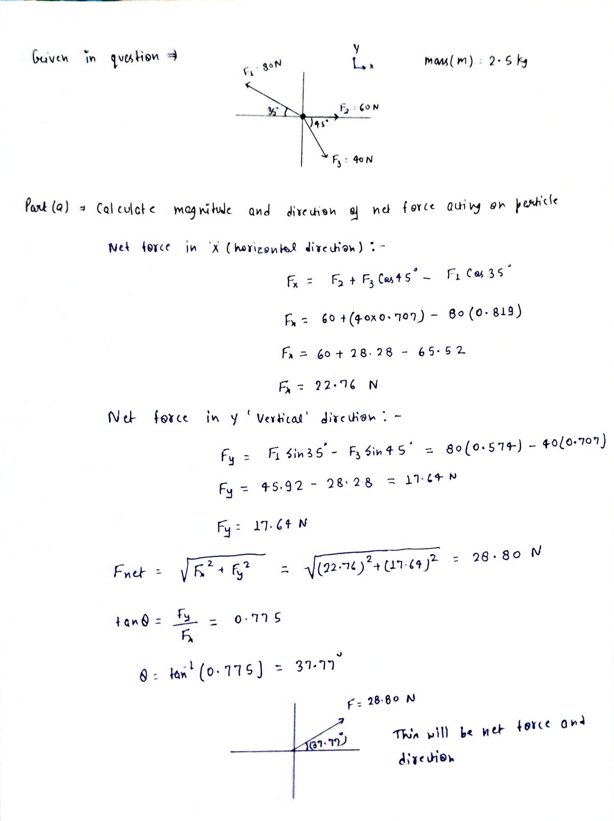 Answered: 03) The forces, F1, F2, and F3 act on…