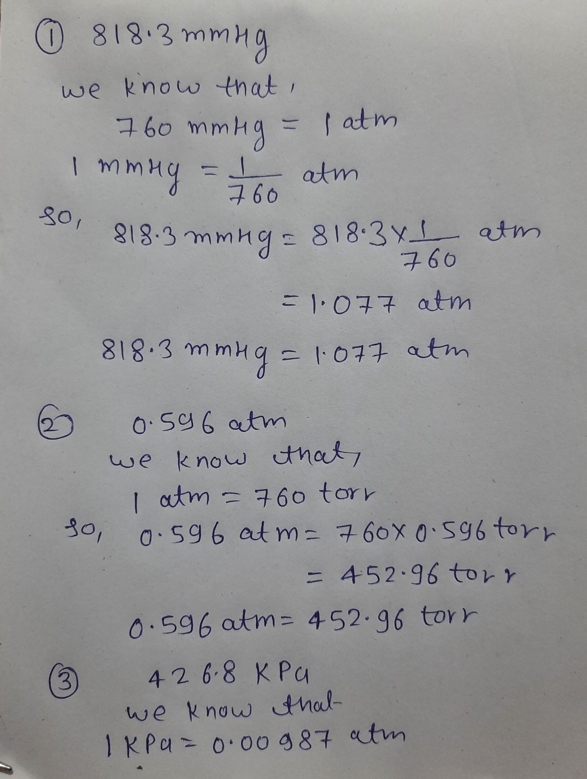 Answered Perform the conversions. Torr atm 0.596 bartleby