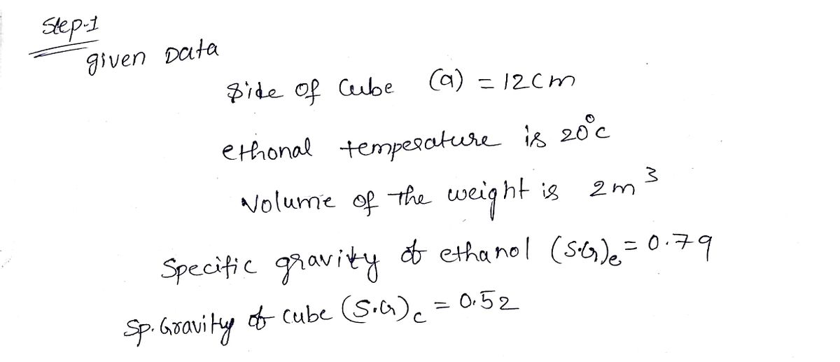 specific gravity of ethanol at 20 c