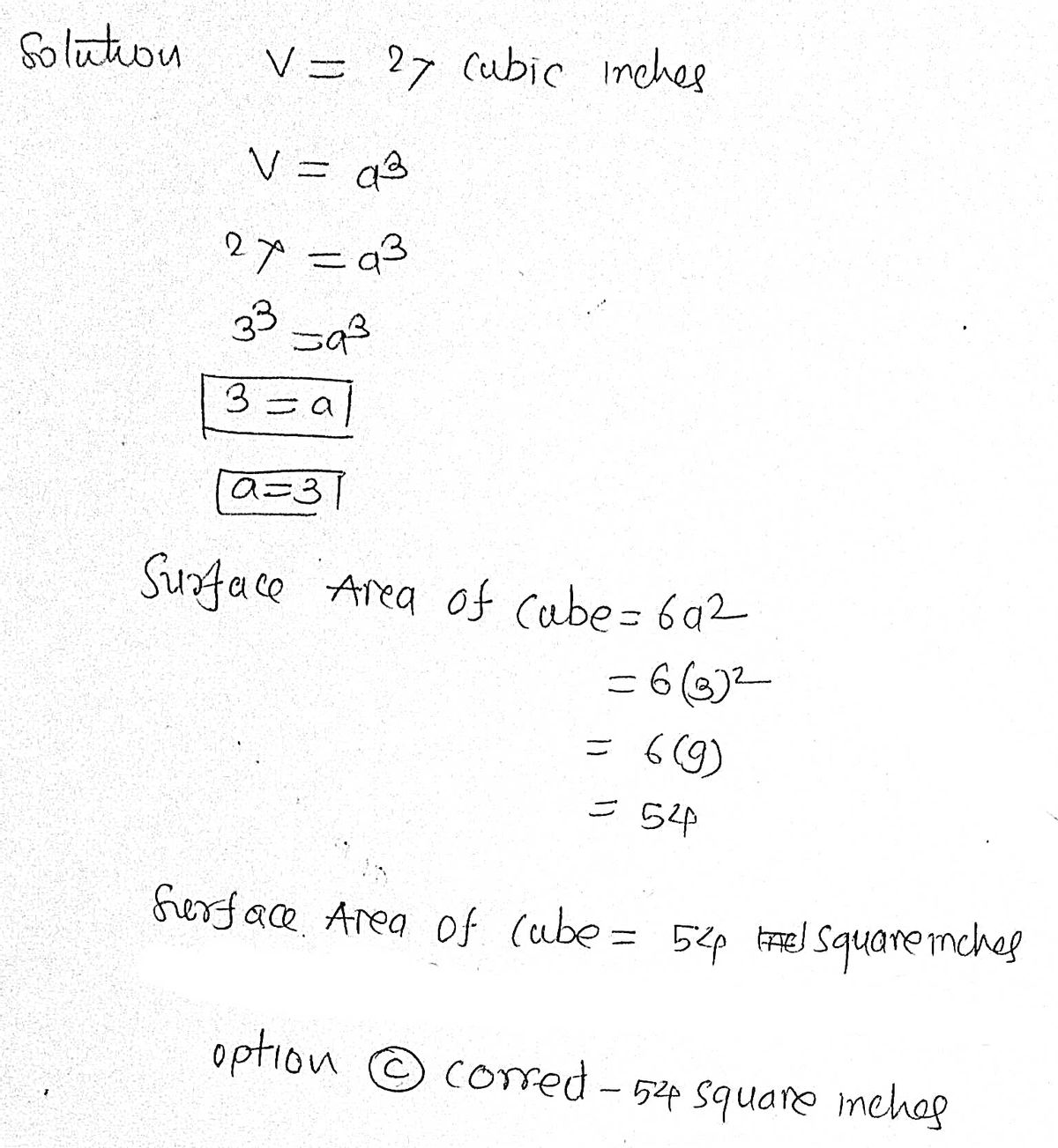 Answered: A cube has a volume of 27 cubic inches.…