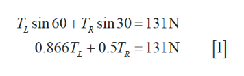 T, sin 60 T sin 30 = 13 1N
0.8667, 0.57 = 131N
R
