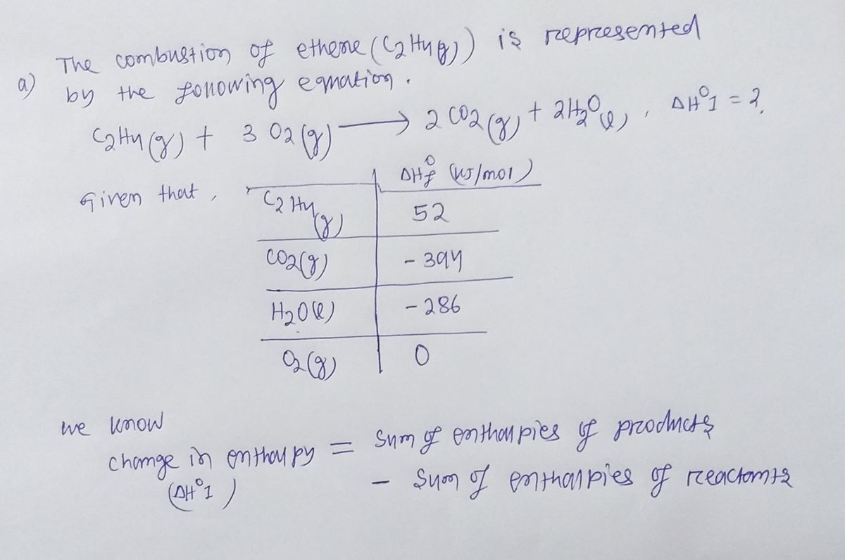 Answered The combustion of C2H4 g is bartleby