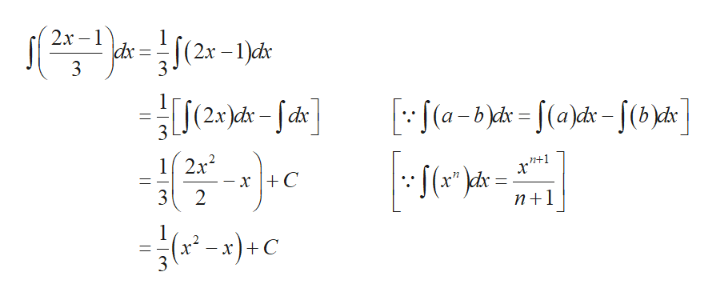 2x 1
dx
2x
3
3
(2x)-[cd]
(a-b)d=(a)dk-f(b
3
1(2x2
x
:S(x° Jdx =
-x \+C
2
3
n+1
x)+C
