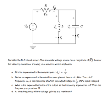 Answered: Consider the RLC circuit shown. The… | bartleby