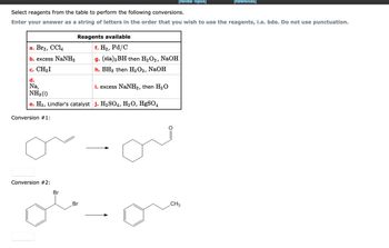 Answered: Select reagents from the table to… | bartleby