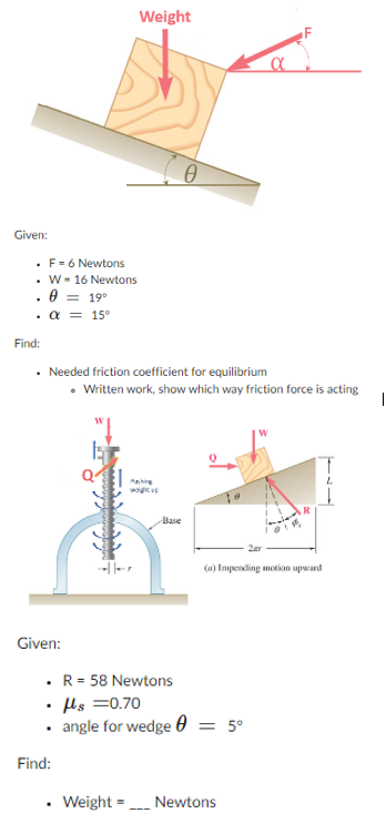 Answered Given Weight F 6 Newtons • W 16 Newtons 0 19⁰ α 15⁰