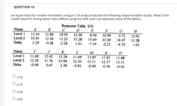 Answered: QUESTION 16 An Experiment For… | Bartleby