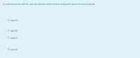 In a semiconverter with RL load, the devices which conduct during the period of t to (T+a) are
T2 and D1
O T1 and D2
T1 and D1
T2 and D2
