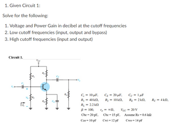 Answered: 1. Given Circuit 1: Solve For The… | Bartleby