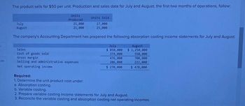 Answered: Problem 6-22 (Algo) Variable Costing… | Bartleby