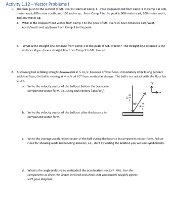 Answered: 2. A spinning ball is falling straight… | bartleby