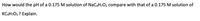 How would the pH of a 0.175 M solution of NaC4H,O2 compare with that of a 0.175 M solution of
KCĄH;O2 ? Explain.
