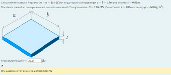 Answered: Calculate The First Natural Frequency… | Bartleby