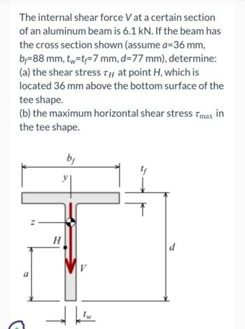 Answered: The Internal Shear Force V At A Certain… | Bartleby