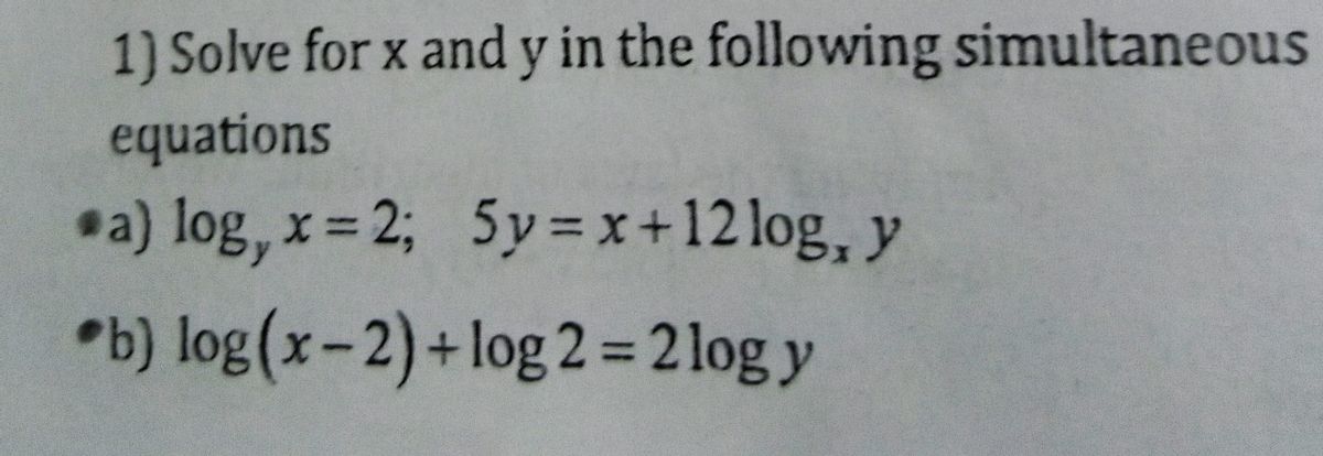 Answered 1 Solve For X And Y In The Following Bartleby