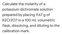 Answered: Calculate the molarity of a potassium… | bartleby