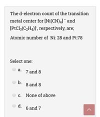 Answered The d electron count of the transition bartleby