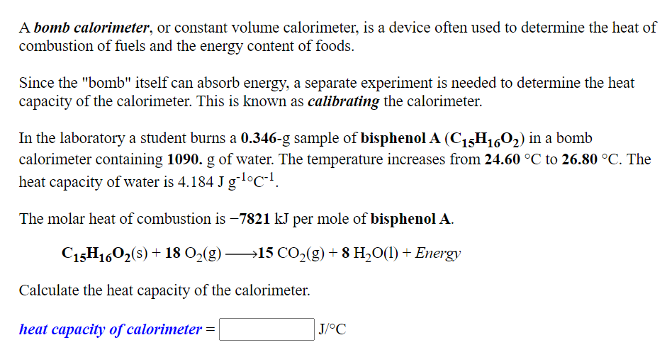 Solved Thermometer A bomb calorimeter, or constant volume