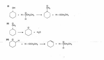 5-6..
CHỊCH,
H—
Н
(i)
(ii)
OH
О
OH2
+
-
(iii)
H
одн
+ H2O
+ H-OCH₂CH3
OH,
_+ _H_OCH2CH3
+ HOCH2CH3
Н