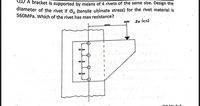 Answered: A bracket is supported by means of 4… | bartleby