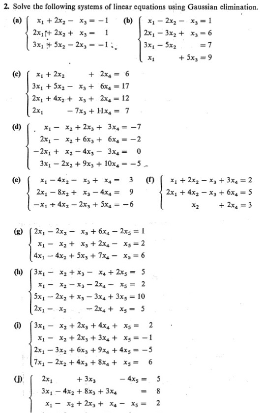 Answered: 2. Solve The Following Systems Of… | Bartleby