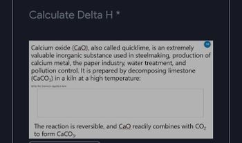 Answered: 10 Calcium oxide (CaO), also called… | bartleby