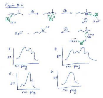 Figure 8-2
mee
1
B3 (4+
A.
ET
C.
ET
H30+
+
rxn
prog
Ich
rxn prog
OH
P.
B.
Et
ET
2
H₂O:
ГХИ
13
inn
m
гхи prog
prog
H₂ő: