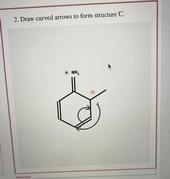 2. Draw curved arrows to form structure C.
Incorrect
56
+ NH₂