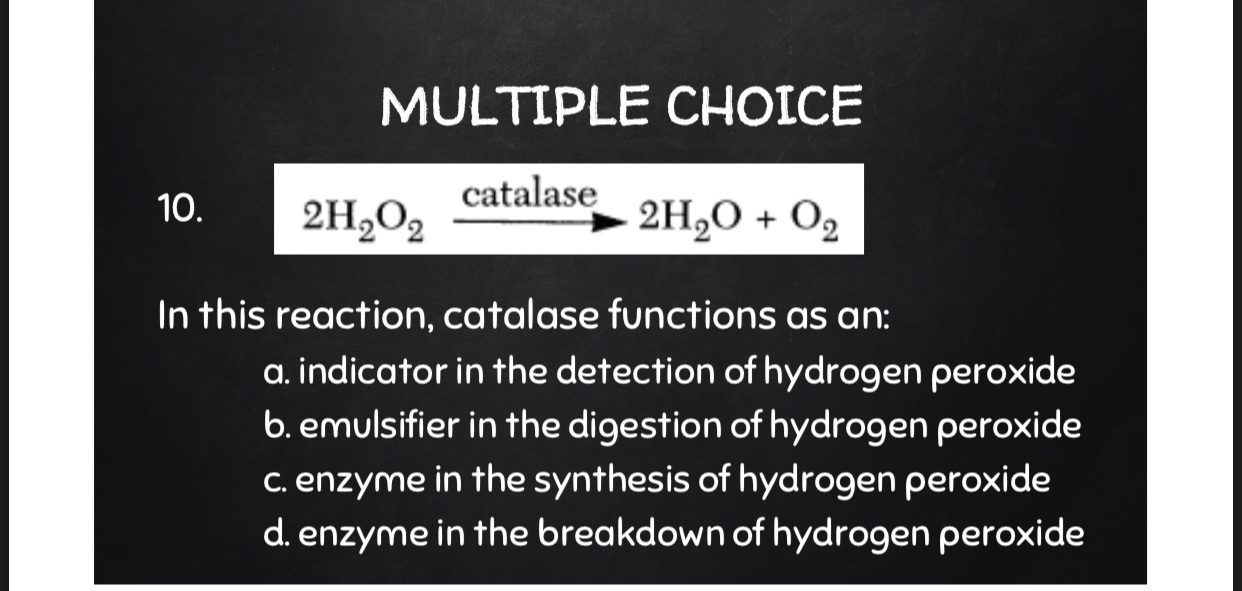 catalase and hydrogen peroxide reaction