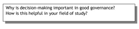 Why is decision-making important in good governance?
How is this helpful in your field of study?
