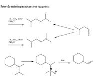 Provide missing reactants or reagents:
H
1)LİAIH4, ether
2)H3O*
1)LİAIH4, ether
2)H;O*
heat
