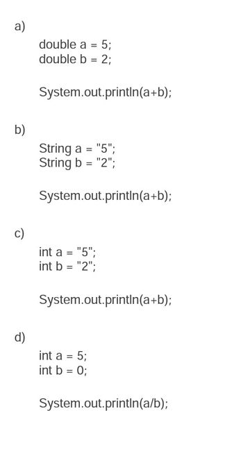 Answered: What Is The Output Of Each Of The… | Bartleby