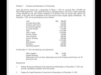 Problem 2
Formation and Operations of a Partnership
Anna and Gerwin entered into a partnership on March 1, 2021 by investing Php 1,250,000 and
Php 750,000 respectively. They agreed that Anna, as managing partner, will receive a salary amounting
to Php 360,000 per year and a bonus computed at 10 percent of the net income after salaries; the
balance of the profit will be distributed in the ratio based on their original capital contributions. On
December 1, 2021, the account balances were as follows:
Cash
Php
700,000
670,000
450,000
1,247,500
615,000
2,333,000
1,250,000
750,000
200,000
300,000
2,333,000
50,000
696,000
600,000
Accounts Receivable
Furniture and Fixtures
Investment Properties
Accounts Payable
Sales
Anna, Capital
Gerwin, Capital
Anna, Drawing
Gerwin, Drawing
Sales
Sales Returns
Purchases
Operating Expenses
On December 31, 2021, the following were determined:
Office Supplies
Prepaid Insurance
Depreciation still to be done, Depreciation rate for the Furniture and Fixtures was 20
percent per year.
Php
25,000
9,500
Requirement:
Prepare the Income Statement of the Anna-Gerwin Partnership as of December 31, 2021 and
provide a distribution schedule on the Net Income.
1.
2.
Prepare the Capital Statement of Anna-Gerwin Partnership as of December 31, 2021.
