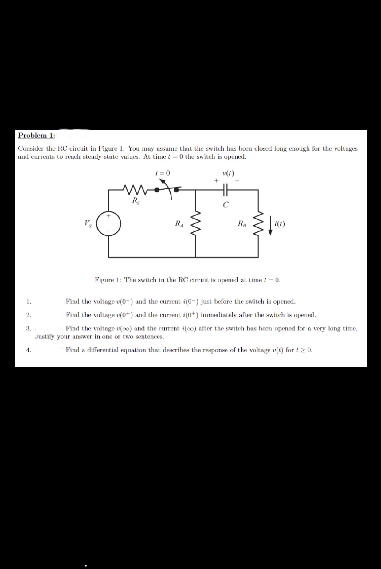 Answered: Problem 1: Consider The RC Circuit In… | Bartleby