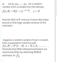 Solved] Let X1,X2,,Xn be a sequence of random samples from a