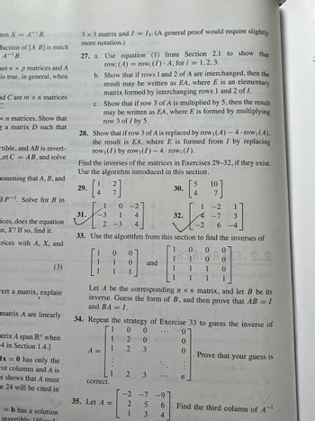 Answered: Find The Inverses Of The Matrices In… | Bartleby