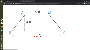 Answered: O B A 4 ft 5 ft - 11 ft D C | bartleby