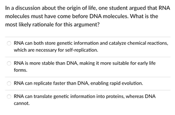 Answered: In a discussion about the origin of… | bartleby